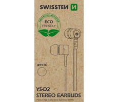 Swissten Słuchawki douszne RAINBOW YS-D2 białe / Słuchawki z mikrofonem / jack 3,5 mm / 1,2 m