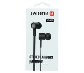 Swissten Słuchawki douszne RAINBOW YS-D2 czarne / Słuchawki z mikrofonem / jack 3,5 mm / 1,2 m