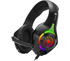 Connect IT BIOHAZARD RGB czarne / Słuchawki gamingowe z mikrofonem / jack 3,5 mm + USB / 2,2 m
