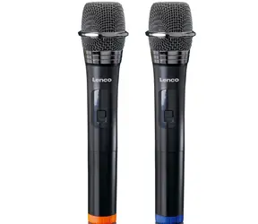 LENCO MCW-020BK / Zestaw 2x mikrofon / odbiornik bezprzewodowy jack 6,3mm / 863,5 i 864,5 MHz / 2x AA
