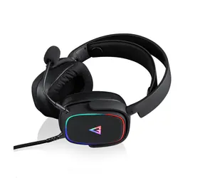 Modecom MC-899 PROMETHEUS czarne / słuchawki z mikrofonem / USB / LED / 2,2m