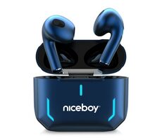 Niceboy HIVE SpacePods niebieskie / Słuchawki bezprzewodowe / BT 5.1 / IPX5 / 20-20000 kHz / 104 db / Przycisk dotykowy / USB-C 