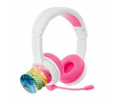 Buddyphones School+ Różowe / Bezprzewodowe słuchawki dla dzieci z mikrofonem / Bluetooth / BuddyCable / USB-C