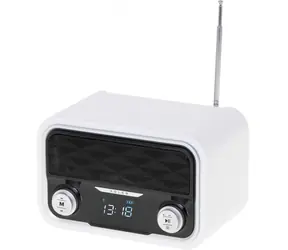 Adler AD 1185 czarno-biały / radio retro / FM / bateria 1800 mAh / Bluetooth 4.0 / 50 stacji / odtwarzanie z USB SD / LCD 