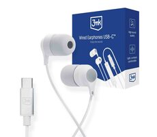Słuchawki przewodowe 3mk USB-C białe / słuchawki stereo z mikrofonem / USB-C