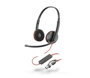 Poly Blackwire 3220 czarny / Zestaw słuchawkowy / mikrofon / dwie słuchawki / USB-C/A