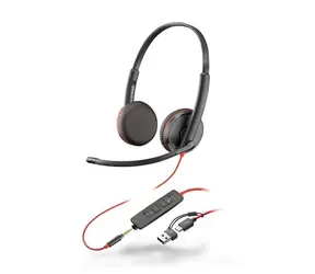 Poly Blackwire 3225 czarny / Zestaw słuchawkowy / mikrofon / dwie słuchawki / USB-C/A / gniazdo 3,5 mm