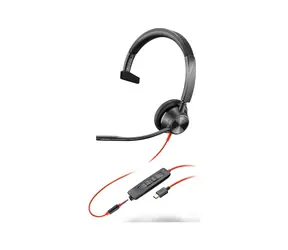 Poly Blackwire 3315 czarny / Zestaw słuchawkowy / mikrofon / pojedyncza słuchawka / USB-C/A / gniazdo 3,5 mm