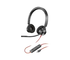 Poly Blackwire 3320 czarny / Zestaw słuchawkowy / mikrofon / dwie słuchawki / USB-C/A