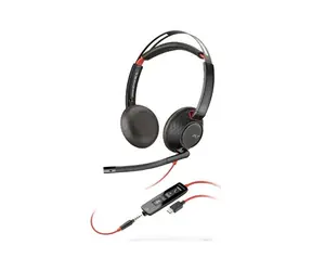 Poly Blackwire 5220 czarny / Zestaw słuchawkowy / mikrofon / dwie słuchawki / USB-C/A / gniazdo 3,5 mm