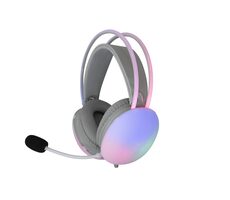 White Shark GH-2342 Firefly biały / Zestaw słuchawkowy do gier / 2,1 m / 2 x 3,5 mm + USB / RGB / PC i Mac oraz Xbox i PS4/PS5