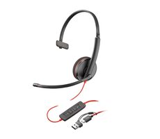Poly Blackwire 3210 czarny / Zestaw słuchawkowy / mikrofon / pojedyncza słuchawka / USB-C/A