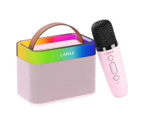 Lamax KaraokeKid1 Pink / Głośnik bezprzewodowy / Karaoke / 10 W / czas pracy baterii do 8 h / BT 5.3 / microSD / pendrive