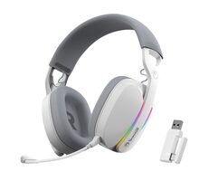 Marvo HG9086W Pulz biały / Bezprzewodowy zestaw słuchawkowy do gier z mikrofonem / gniazdo BT 5,3 / 3,5 mm + USB / RGB
