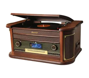 ROADSTAR HIF-1996D+BT brązowy / Gramofon / 33 i 45 i 78 RPM / CD / BT / DAB+ i FM / USB / Kasety 