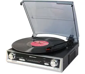 ROADSTAR TTR-8634 czarny / Gramofon / 33 i 45 i 78 RPM / 19 W / FM / 3,5 mm / RCD 