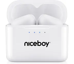 Niceboy HIVE Podsie 4 białe / Słuchawki bezprzewodowe z mikrofonem / TWS / Bluetooth 5.4 / IP54 / etui ładujące