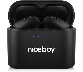 Niceboy HIVE Podsie 4 czarne / Słuchawki bezprzewodowe z mikrofonem / TWS / Bluetooth 5.4 / IP54 / etui ładujące