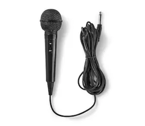 Mikrofon przewodowy Nedis czarny / kardioidalny / kabel stały / 5,00 m / 80 Hz - 12 kHz / 600 Ohm / -75 dB / przełącznik wł./wył. 