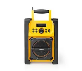 Nedis RDFM3100YW żółty / Odbiornik radiowy przenośny na place budowy / AM / FM / SW / 15 W / Gniazdo 3,5 mm / IPX5