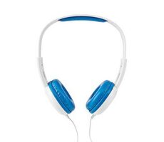 Nedis HPWD4200BU biało-niebieskie / Słuchawki z mikrofonem / 3,5 mm / 1,20 m / 82 dB 