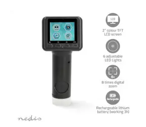 Nedis Mikroskop Kamera Czarny / Ręczny mikroskop cyfrowy / 1080P / 48MP / 2" kolorowy TFT LCD 