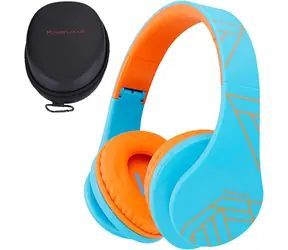 PowerLocus P2 Kids Niebieski/Pomarańczowy / Bezprzewodowe słuchawki dla dzieci z mikrofonem / Bluetooth 5.3
