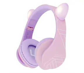 PowerLocus P2 Kids Kocie Uszy Fioletowo/Turkusowe / Bezprzewodowe słuchawki dla dzieci z mikrofonem / Bluetooth 5.3
