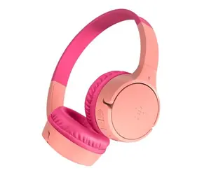 Słuchawki bezprzewodowe dla dzieci Belkin SOUNDFORM Mini różowe / mikrofon / Bluetooth 5.0 / gniazdo 3,5 mm / czas pracy baterii do 30 godzin