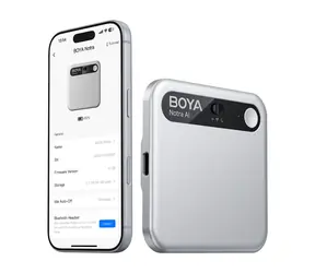 Boya Notra srebrny / Rejestrator audio z tłumaczem AI / 64 GB / 24 godz. / BT / Wi-Fi / USB-C