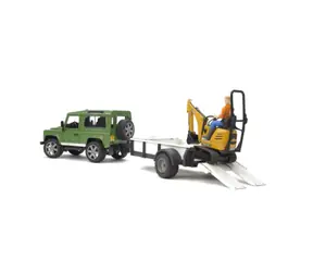Bruder 02593 Land Rover Defender z transporterem + mikrokoparka JCB / 1:16 / od 4 lat