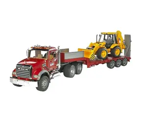 Ciężarówka Bruder 02813 MACK Granite z przyczepą i traktorem JCB 4CX / 1:16 / od 3 lat