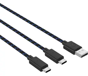 Venom VS5002 czarny / Kabel zasilający do kontrolerów PS5 / 2x USB-C / 3M 