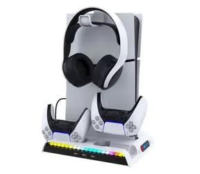 iPega P5S006 Wielofunkcyjna podstawka ładująca RGB z chłodzeniem do PS5 Slim, biała