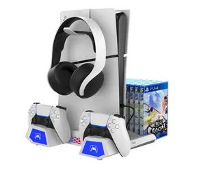 iPega P5S023 Wielofunkcyjna podstawka ładująca RGB z chłodzeniem do konsoli PS5/PS5 Slim, biała