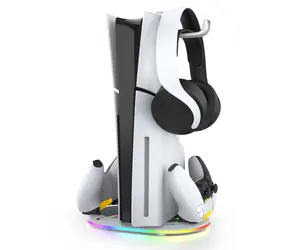 iPega P5S045 Pionowa podstawka ładująca z RGB do PS5/PS5 Slim, biała
