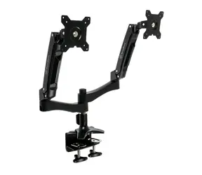 Metalowy uchwyt Silverstone ARM22BC na dwa monitory do 24" czarny / Vesa 75x75 i 100x100 / obrotowy / nośność 10 kg