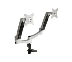 Metalowy uchwyt Silverstone ARM22SC na dwa monitory do 24" srebrny / Vesa 75x75 i 100x100 / obrotowy / nośność 10 kg