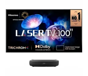Hisense 100L9HD czarny / Projektor laserowy / 4K / HDR / 3000 lm / HDMI / USB / Wi-Fi / LAN / BT / głośniki 2x20W