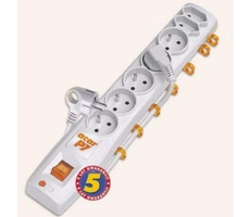 Kabel Acar P7 3M / 5+2 gniazda / ochrona przeciwprzepięciowa / biały