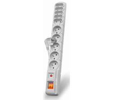 Kabel Acar S10 1,5m / 5+5 gniazd / ochrona przeciwprzepięciowa / biały