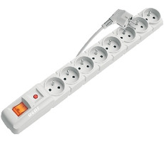 Kabel Acar S8 3M / 8 gniazd / ochrona przeciwprzepięciowa / biały