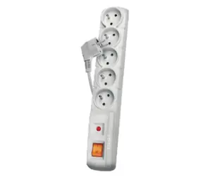 Porte Ochrona przeciwprzepięciowa 230V 5 gniazd 1,5m szara z wyłącznikiem.