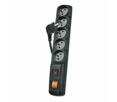 Porte Ochrona przeciwprzepięciowa 230V 5 gniazd 3M czarna z wyłącznikiem.