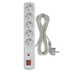 Porte Ochrona przeciwprzepięciowa 230V 5 gniazd 3M szara z wyłącznikiem.