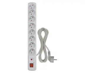 Porte Ochrona przeciwprzepięciowa 230V 8 gniazd 1,5m szara z wyłącznikiem.