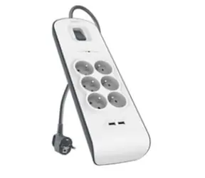Listwa przeciwprzepięciowa Belkin BSV604 / 6 gniazd / 2xUSB 2,4A / 2m / biała