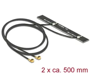 DeLock WLAN 802.11 ac ahbgn podwójna antena 2 x MHF męska 5 dBi 500 mm PCB / wewnętrzna samoprzylepna