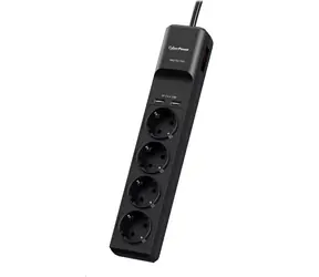 CyberPower P0420SUD0-DE czarny / Ochrona przeciwprzepięciowa / 4 gniazda / przełącznik / 2x USB / 1,8 m