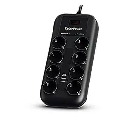 CyberPower P0820SUF0-DE czarny / Ochrona przeciwprzepięciowa / 8 gniazd / przełącznik / 2x USB / 1,8 m